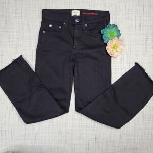 AO.LA alice + olivia Good‎ High Rise Raw Hem Black Denim Jeans Size 24